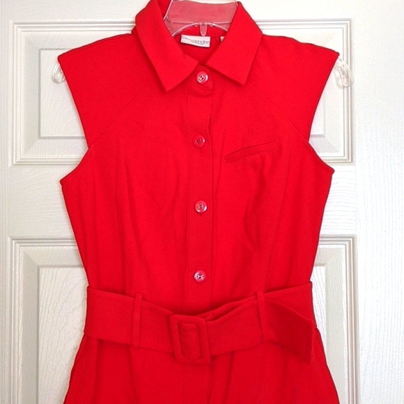 Red Button Up Dress - Picture 2 of 3